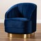 Baxton Studio Fiore Royal Blue Velvet Upholstered Gold Finished Swivel Accent Chair 161-10397 - alternate 8